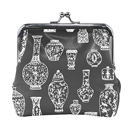 Multi 11 nahtlose silberweiße marokkanische Fliesen mit weißen geometrischen Linien Damen-Leder-Geldbörse Haspe Kartenschlüssel-Wechselgeldbörse Kleine Schnalle Handtaschenetui Kiss Lock Clutch-Tasche von IUBBKI