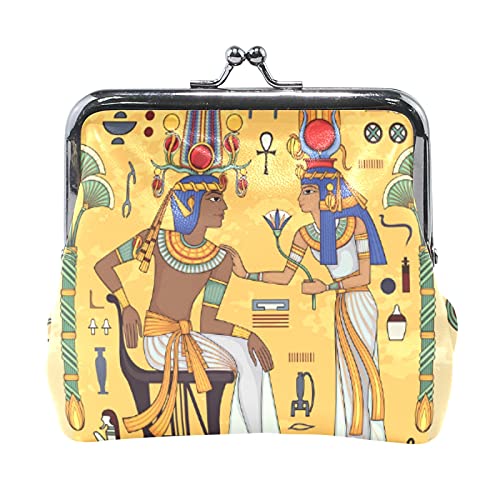 Multi 12 Altägyptisches Ägypten-Leder-Geldbörse, Kussschloss, Clutch-Beutel, Haspe, Kartenschlüssel, Wechselgeldbörse, Schnalle, kleine Handtasche für Damen, Mädchen, Damen von IUBBKI