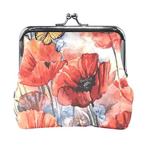 Multi 12 Red Cardinal Bird Leder-Geldbörse, Kiss-Lock-Clutch-Beutel, Tasche, Haspe, Kartenschlüssel, Geldbörse, Schnalle, kleine Handtasche für Damen, Mädchen, Damen von IUBBKI