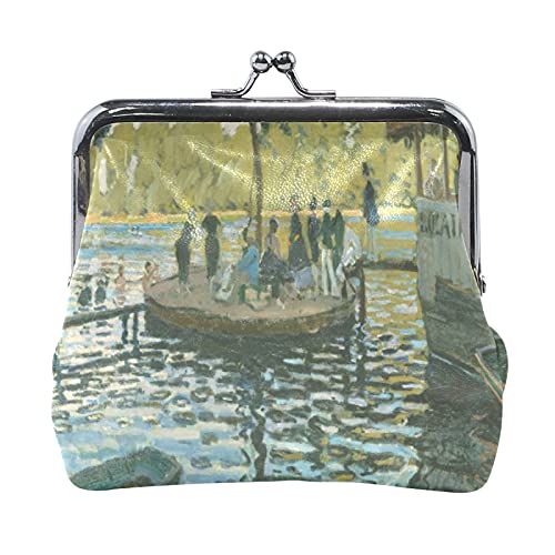 Multi 14 Claude Monet Der Garten des Künstlers in Argenteuil Leder-Münzgeldbörse Kiss Lock Clutch-Beutel-Tasche Haspe Kartenschlüssel-Wechselgeldbörse Schnalle Kleines Handtaschenetui für Frauen Mädch von IUBBKI