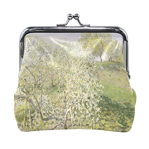 Multi 15 Claude Monet Der Garten des Künstlers in Argenteuil Leder Münzgeldbörse Kiss Lock Clutch Tasche Haspe Karte Schlüssel Wechselgeldbörse Schnalle Kleines Handtaschenetui für Damen Mädchen Damen von IUBBKI