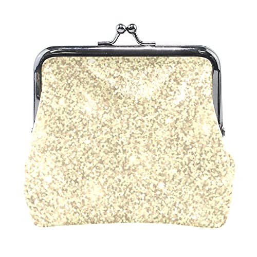 Multi 15 Golden Shiny Gold Glittering Background Yellow Holiday Lametta Pattern Women Leather Coin Purse Hasp Card Key Change Wallet Small Buckle Handbag Case Kiss Lock Clutch Pouch Pocket for Girls L von IUBBKI