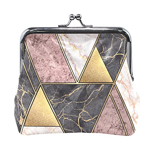 Multi 15 Marmor Granit Achat Lila Rosa Gold Schwarz Kunstfarbe Dreieck Fliesen Damen Leder Geldbörse Haspe Karte Schlüssel Kleingeld Geldbörse Kleine Schnalle Handtaschenetui Kiss Lock Clutch Tasche f von IUBBKI