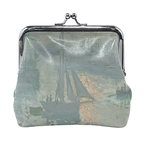 Multi 16 Claude Monet Der Garten des Künstlers in Argenteuil Leder Münzgeldbörse Kiss Lock Clutch Tasche Haspe Karte Schlüssel Wechselgeldbörse Schnalle Kleines Handtaschenetui für Damen Mädchen Damen von IUBBKI