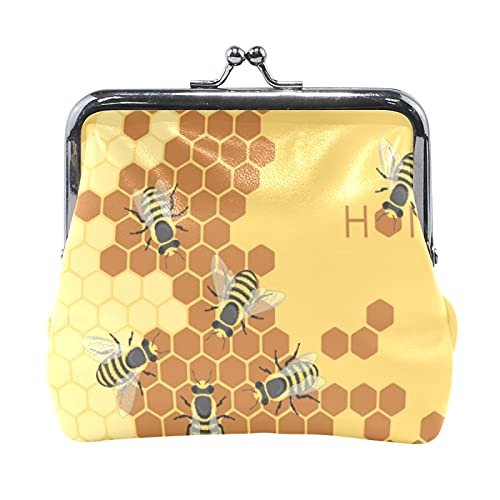 Multi 20 Bees Honey Honeycomb Leder-Geldbörse, Kiss-Lock-Clutch-Beutel, Haspe, Karte, Schlüssel, Geldbörse, Schnalle, kleine Handtasche für Damen, Mädchen, Damen von IUBBKI