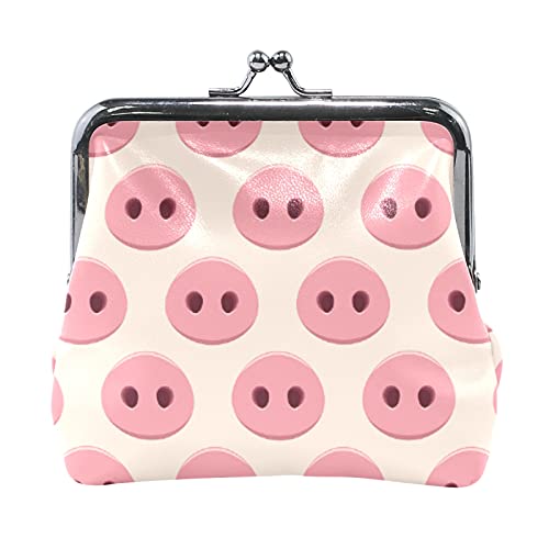 Multi 20 Pink Pigs Piglet Face Seamless Leather Coin Purse Kiss Lock Clutch Pouch Pocket Haspe Card Key Change Wallet Buckle Small Handbag Case für Women Girls Ladies von IUBBKI