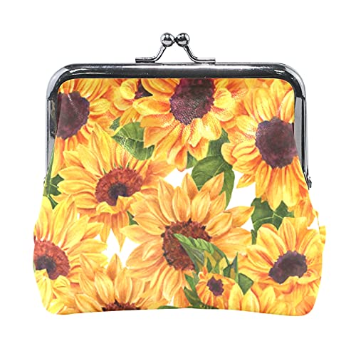 Multi 20 gelbe Sonnenblumen-Geldbörse aus Leder mit Kussverschluss, Clutch-Beutel, Haspe, Kartenschlüssel, Wechselgeldbörse, Schnalle, kleine Handtasche für Damen, Mädchen, Damen von IUBBKI