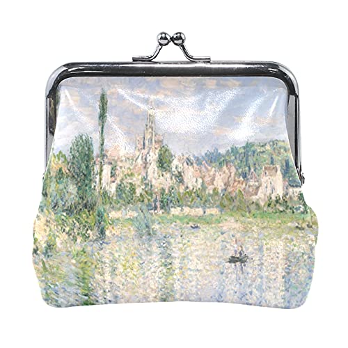 Multi 6 Claude Monet The Parc Monceau Leder-Geldbörse, Kiss Lock Clutch-Beutel, Haspe, Karte, Schlüssel, Geldbörse, Schnalle, kleine Handtasche für Damen, Mädchen, Damen von IUBBKI