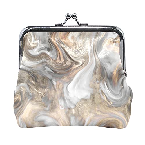 Multi 6 Golden Shiny Gold Glittering Background Yellow Holiday Lametta Pattern Women Leather Coin Purse Hasp Card Key Change Wallet Small Buckle Handbag Case Kiss Lock Clutch Pouch Pocket for Girls La von IUBBKI