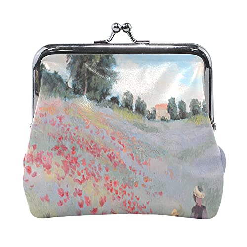 Multi 7 Claude Monet Der Garten des Künstlers in Argenteuil Leder Münzgeldbörse Kiss Lock Clutch Tasche Haspe Karte Schlüssel Wechselgeldbörse Schnalle Kleines Handtaschenetui für Damen Mädchen Damen von IUBBKI