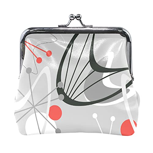 Multi 8 Nahtlose Auto-Stahlteile Monochrome Schwarz-Weiß-Elemente Damen-Leder-Geldbörse Haspe Kartenschlüssel-Wechselgeldbörse Kleine Schnalle Handtaschenetui Kiss Lock Clutch-Beutel-Tasche für Mädche von IUBBKI