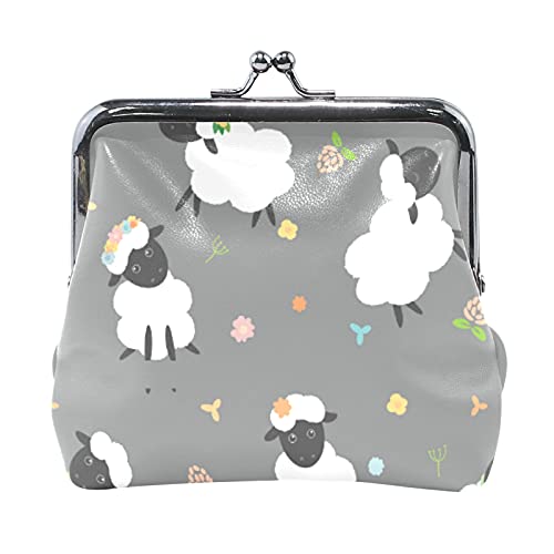 Multi 8 Schwarz-weißer Wolf im Traumfänger auf dunkelgrauem Hintergrund Damen-Leder-Geldbörse Haspe Kartenschlüssel-Wechselgeldbörse Kleine Schnalle Handtaschenetui Kiss Lock Clutch-Tasche für Mädchen von IUBBKI