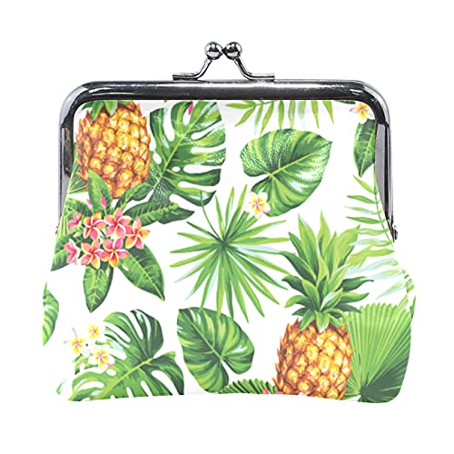 Multi 8 nahtlose goldgraue Totenkopf-Rosenblumen auf grauem Damen-Leder-Geldbörsen-Geldbörsen-Haspe-Kartenschlüssel-Geldbörse mit kleiner Schnalle, Handtaschenetui, Kiss-Lock-Clutch-Tasche für Mädchen von IUBBKI