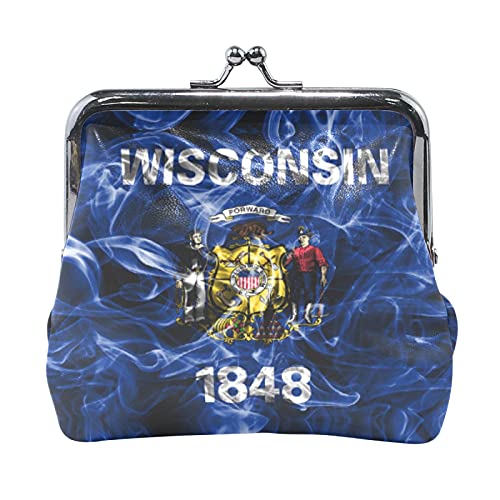 Multi 9 Missouri-Flagge Leder-Geldbörse, Kiss Lock Clutch-Beutel, Haspe, Kartenschlüssel, Wechselgeldbörse, Schnalle, kleine Handtasche für Damen, Mädchen, Damen von IUBBKI