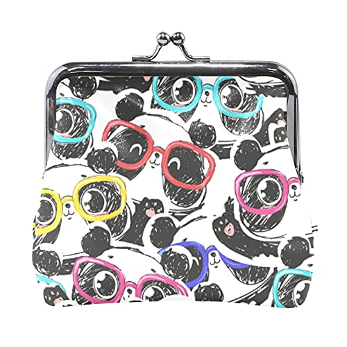 Multi 9 Pink Pigs Piglet Face Seamless Leather Coin Purse Kiss Lock Clutch Pouch Pocket Haspe Card Key Change Wallet Buckle Small Handbag Case für Women Girls Ladies von IUBBKI