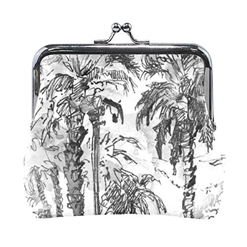 Multi 9 nahtlose süße graue Schweine mit weißen Kräutern auf grauem Damen-Leder-Geldbörsen-Geldbörse Hasp-Karten-Schlüssel-Wechselgeldbörse Kleine Schnalle Handtaschen-Etui Kiss Lock Clutch-Beutel-Tas von IUBBKI