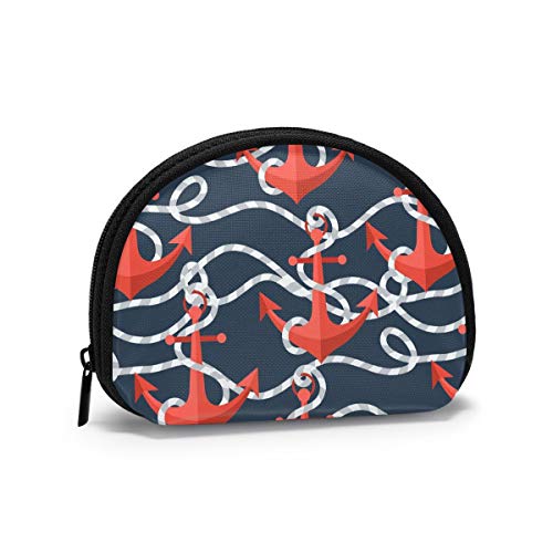 Nautica Anchors Coconut Trees Island Münzgeldbörse Geldbörsen Kleingeldbeutel Neuheit Schlüsselhalter Reißverschluss Kleine Kosmetik-Make-up-Taschen von IUBBKI