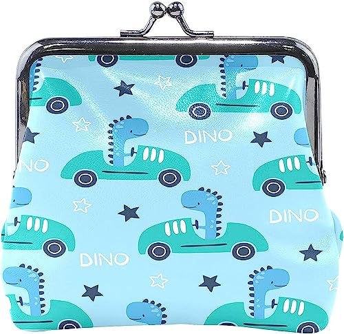 Niedliche Dinosaurier-Fahrtasche, kleine Geldbörse – Kiss-Lock-Wechselgeldbörse für Damen und Mädchen von IUBBKI