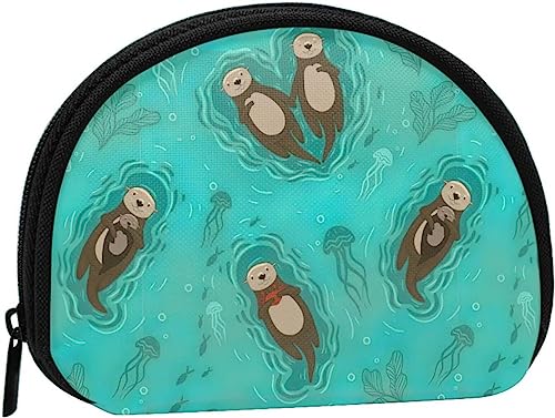 Niedliche schöne Otter im Meer-Muster für Damen und Mädchen, niedliche modische Geldbörse, Geldbörse, Tasche, Kleingeldtasche, Schlüsselhalter von IUBBKI