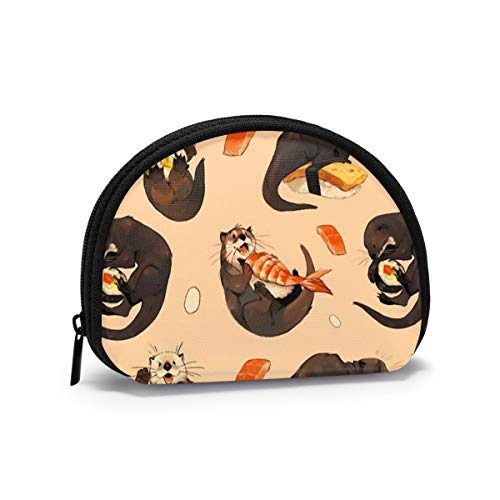 Otter Sushi Marine Mermaid Münzgeldbörse Geldbörsen Kleingeldbeutel Mode Schlüsselhalter Reißverschluss Kleine Kosmetik-Make-up-Taschen von IUBBKI