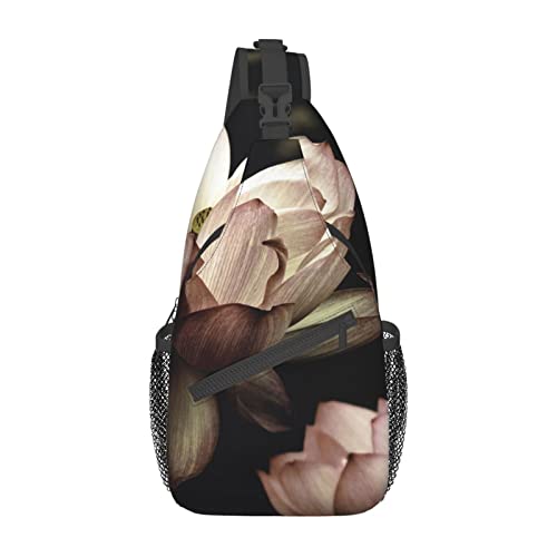 Schultertasche mit Lotusblumen, rosa und lila nassen Rosen, Schulterrucksack, Brusttasche, lässiger Umhängetasche, Tagesrucksack für Damen und Herren, Wandern, Reisen Schultertasche mit Lotusblumen, rosa und lila nassen Rosen, Schulterrucksack, Brusttasche, lässiger Umhängetasche, Tagesrucksack für Damen und Herren, Wandern, Reisen von IUBBKI