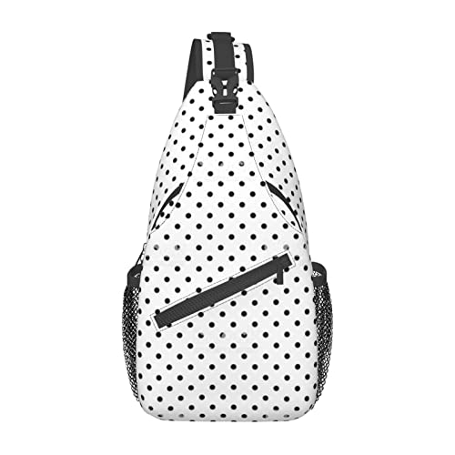 Schwarze, runde, Gepunktete Weltkarten-Umhängetasche, Sling-Brust-Umhängetasche für Herren und Damen, für Freizeit und Reisen Schwarze, runde, Gepunktete Weltkarten-Umhängetasche, Sling-Brust-Umhängetasche für Herren und Damen, für Freizeit und Reisen von IUBBKI