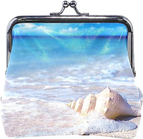 Single Shell On The Beach Pouch Kleine Geldbörse – Kiss-Lock-Wechselgeldbörse für Damen und Mädchen von IUBBKI