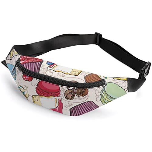 Sketch Cakes Cookies Pattern Sketch Colored Seashell Muschels Pattern Fanny Pack, Adult Kids Sport Waist Bag for Men Women von IUBBKI