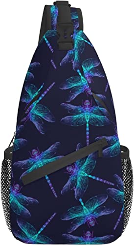 Sling Bag Magic Dragonfly Blue Wander-Daypack Crossbody-Schulterrucksack Reise-Brustrucksack für Männer und Frauen von IUBBKI