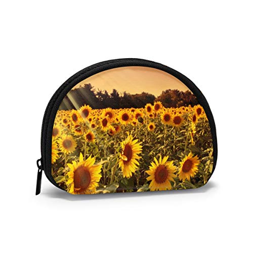 Sonnenblumen bei Sonnenuntergang, Chihuahua-Hundepfoten, Münzgeldbörse, Geldbörse, Kleingeldtasche, flippiger Schlüsselhalter, Reißverschluss, kleine Kosmetik- und Make-up-Taschen von IUBBKI