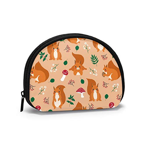 Squirrel's Eating cLovely Black Chihuahua Münzgeldbörse Geldbörsen Kleingeldbeutel Mode Schlüsselhalter Reißverschluss Kleine Kosmetik-Make-up-Taschen von IUBBKI