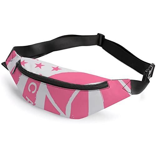 US-Flagge Pink Awareness Ribbon Tropische Frösche Bauchtasche, Sportgürteltasche für Erwachsene, Kinder, für Männer und Frauen von IUBBKI