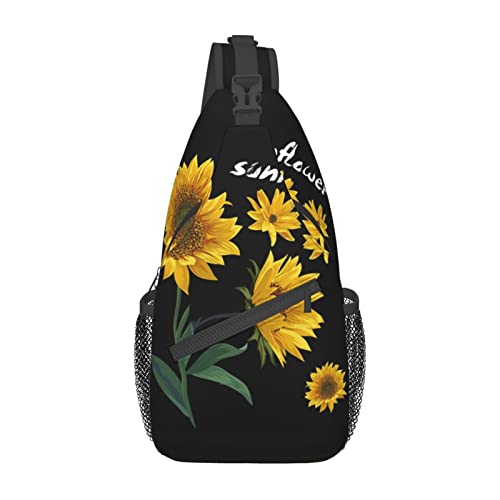 Umhängetasche mit Sonnenblumen-Motiv, schwarzer Hintergrund, Weihnachtsmann-Motiv, Schulterrucksack, Brusttasche, lässiger Umhängetasche, Tagesrucksack für Damen und Herren, Wandern, Reisen Umhängetasche mit Sonnenblumen-Motiv, schwarzer Hintergrund, Weihnachtsmann-Motiv, Schulterrucksack, Brusttasche, lässiger Umhängetasche, Tagesrucksack für Damen und Herren, Wandern, Reisen von IUBBKI