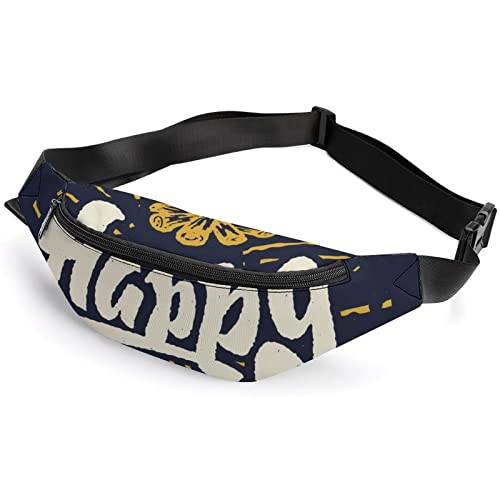 Vintage Happy Camper Vintage Ethnic Elephant Fanny Pack, Adult Kids Sport Waist Bag for Men Women von IUBBKI