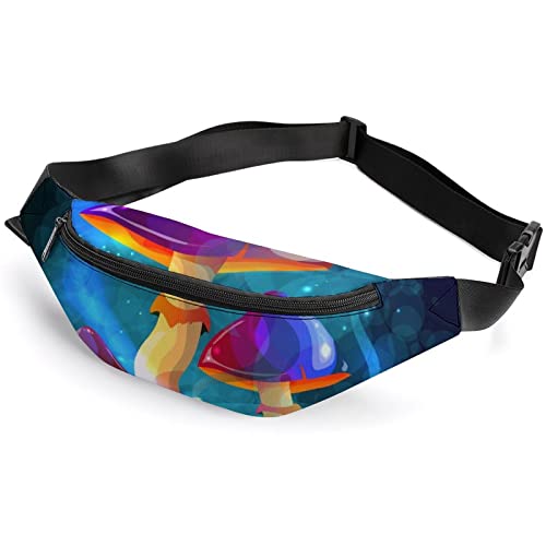 Wunderschöne Magic Mushrooms Cartoon Mushrooms Yellow Background Fanny Pack, Adult Kids Sport Waist Bag for Men Women von IUBBKI