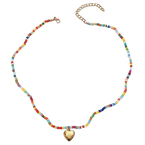 IUDWCG 1 Pcs Bohemian Love Necklace, Women's Beaded Necklace Bunte Perlenkette Sommer Strand geschichteten ethnischen Halskette Schmuck für Frauen und Mädchen von IUDWCG