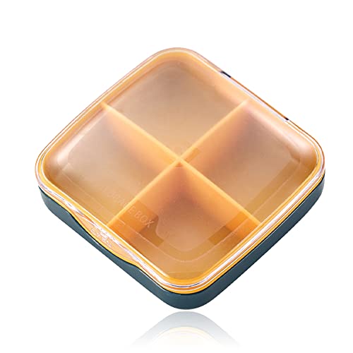 IUDWCG - 1 Pcs Daily Pocket Pill Box, Edelstahl-Pillenbox mit 4 Fächern, Taschen-Pillenhalter Reiseetui, Silber, quadratisch von IUDWCG