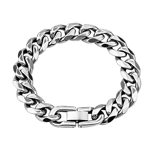 IUDWCG - 1 Pcs Edelstahl Herren Cuban Link, Herren/Jungen Armband Schloss Kette, harte Kette Cuban Link Armband, Armreif Hip Hop Rapper Modeschmuck (22CM) von IUDWCG
