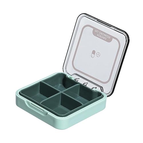 IUDWCG - 1 Pcs Klarsicht-Taschenpillenbox mit 4 Fächern - Tragbare, tägliche Pillenbox, Taschenpillenbox, Pillenhalter, Tablettenhalter, tägliche Pillenbox (grün) von IUDWCG
