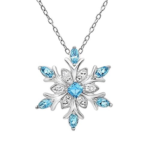 IUDWCG 1 Stück blaue Schneeflocke natürlichen Edelstein Kristall Anhänger Halskette, natürliche Edelstein-Schmuck, hypoallergen Halskette Silber Halskette, Frauen Mädchen Urlaub Geburtstag Geschenk von IUDWCG