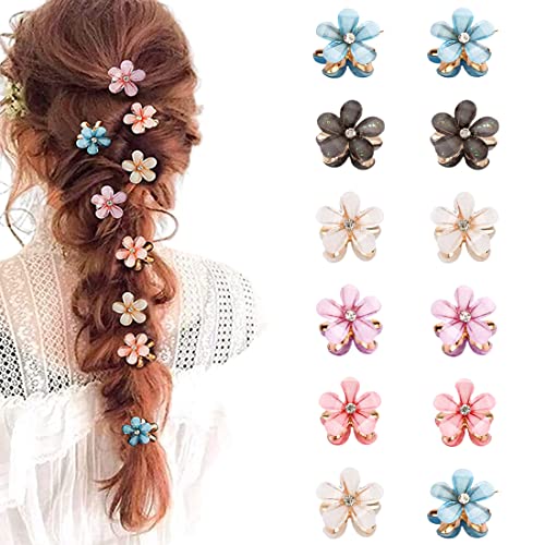 IUDWCG 12 Pcs Mini-Perlen-Haarspangen, Niedliche Haarspangen Kleine Haarspangen Blumen-Haarspangen Frauen-Mädchen-Haar-Accessoires Tägliche Party-Hochzeit (Gemischte Farben) von IUDWCG