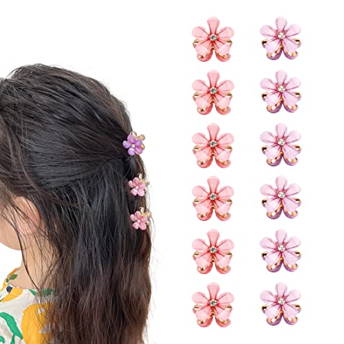 IUDWCG 12 Pcs Mini-Perlen-Haarspangen, kleine Haarspangen Blumen-Haarspangen Damen-Mädchen-Haar-Accessoires Niedliche Mini-Haarspangen Foto täglich Party Hochzeit Haarspangen (Rosa und Lila) von IUDWCG