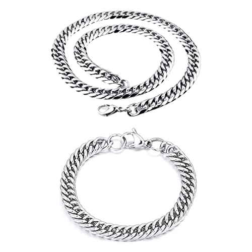 IUDWCG - 2 Pcs Herren Cubanische Kette Cubanische Herren und Damen Kette Armband 12MM Silber Glitter Miami Diamant Halskette Herren Hip Hop Schmuck Geschenke Männer von IUDWCG