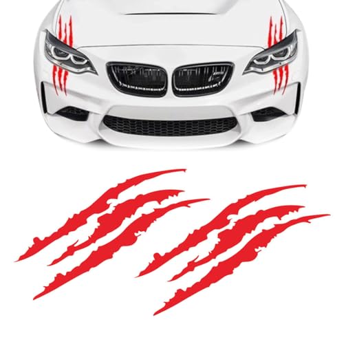 IUDWCG 2 Stück Monsterklaue Markierung Aufkleber, Augenbraue Scheinwerfer Auto Wasserdicht Vinyl Dekoration, Ästhetische Monsterklaue (Rot) von IUDWCG