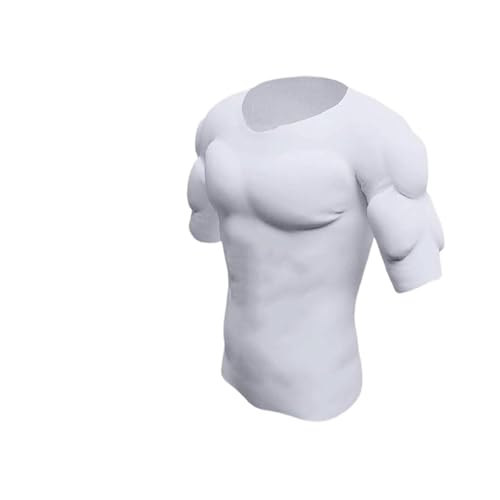 Fake Muscle T-Shirt Herren Kurzarm Bodybuilder Simulation Unterwäsche Gepolsterte Hemdschultern for Dress Up Cosplay(M) von IUERVPS