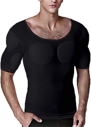 Männer Shaper Falsche Muskel Brust Tops T-Shirt Gefälschte Muskel Brust Gepolsterte Unterwäsche Kompression T-Shirts(M) von IUERVPS