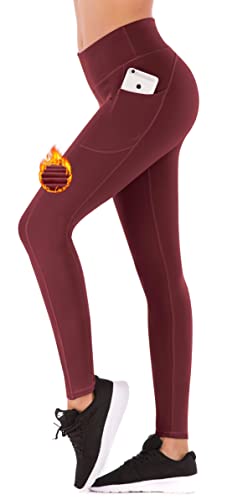 IUGA Thermo Leggings Damen mit Taschen High Waist Warme Leggings Gefüttert Damen Winter mit Innen Fleece Laufen Wandern Trainingshose Sporthose Damen von IUGA