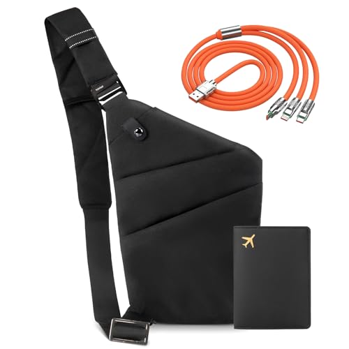 IUHFSIFS Upgrade Diebstahlsichere Tasche【0 Belastung - Komfortable Ergonomie】Diebstahlsichere Umhängetasche【Viele Taschen Extrem Wasserdicht Kratzfest】Anti Diebstahl Tasche Damen Herren Schwarz Links von IUHFSIFS