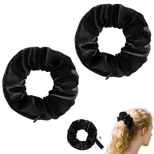 2 Stück Damen-Haargummis Mit ReißVerschluss,Haargummis Mit Reißverschluss,Geldversteck Reise Essentials,Wertsachen Versteck Strand,Strand Gadget,Scrunchie Verstecken,Geldversteck Reise Gadgets von IUHRIE