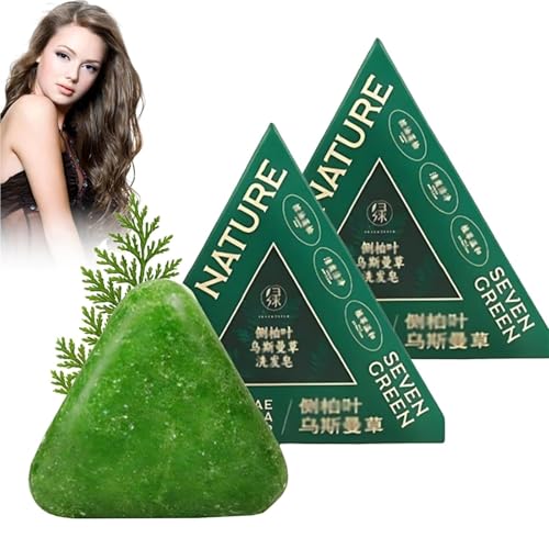Nature Triangle Shampoo Bar, Nature Seven Green Soap, Usman Grass Bar, Calming & Strengthens Hair for Women and Mens(2pcs) von IUIUI